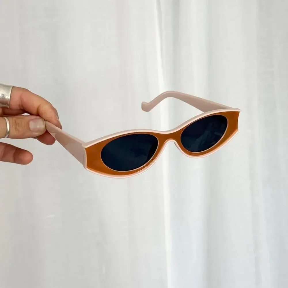 brown and pink oval slim sunglasses - Picture 3 of 5